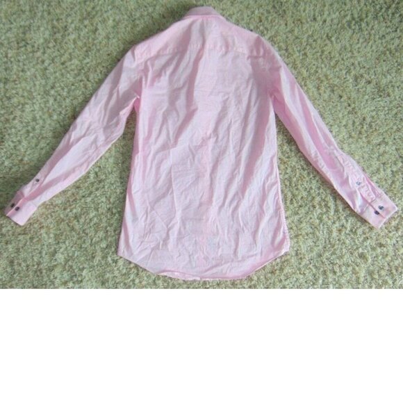 Mens Apt 9 Dress Shirt Pink Long Sleeve Button Front Collar Stretch Slim 14.5 - Picture 3 of 3